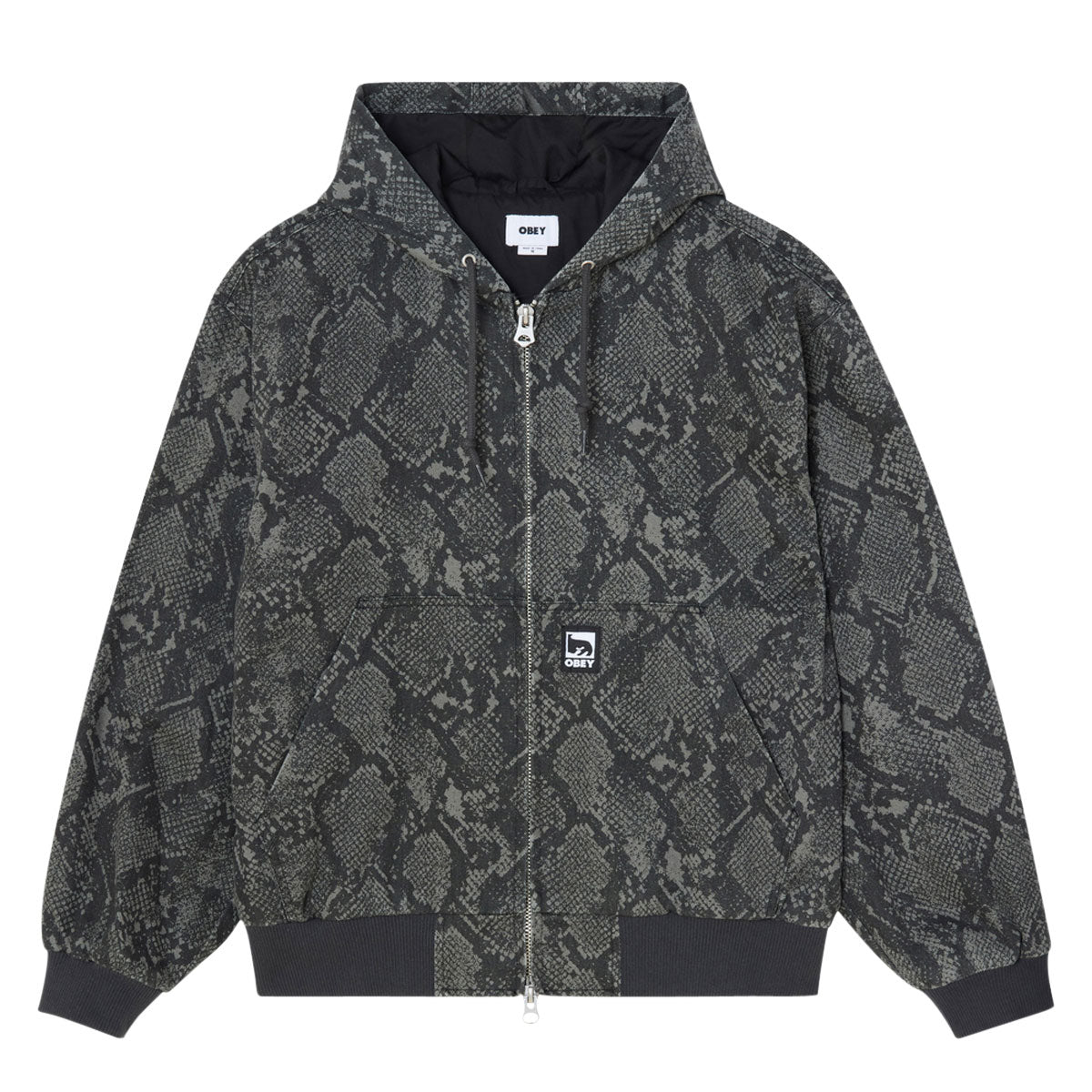 Obey Glen Zip Up Jacket - Grey Snake image 1