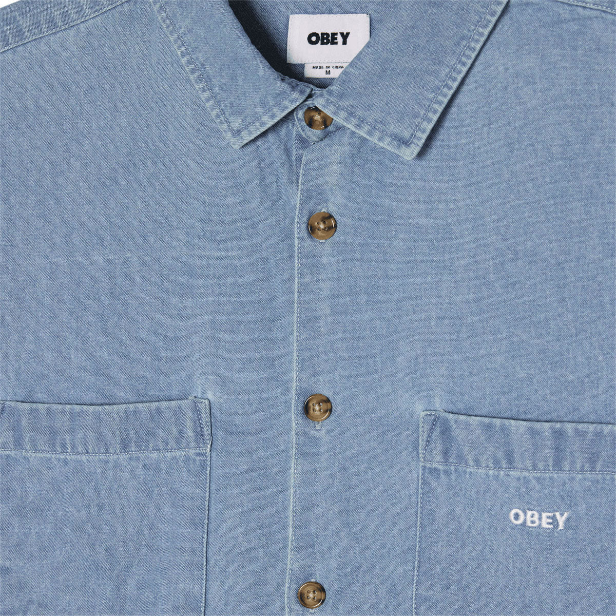Obey Charlie Denim Long Sleeve Woven Shirt - Light Indigo image 3
