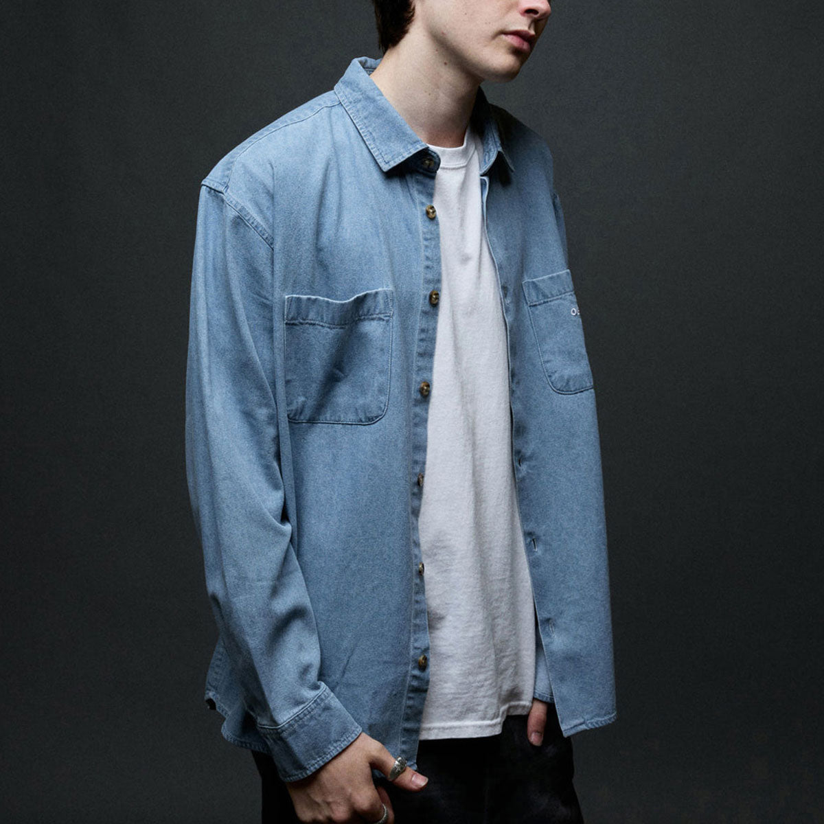Obey Charlie Denim Long Sleeve Woven Shirt - Light Indigo image 4