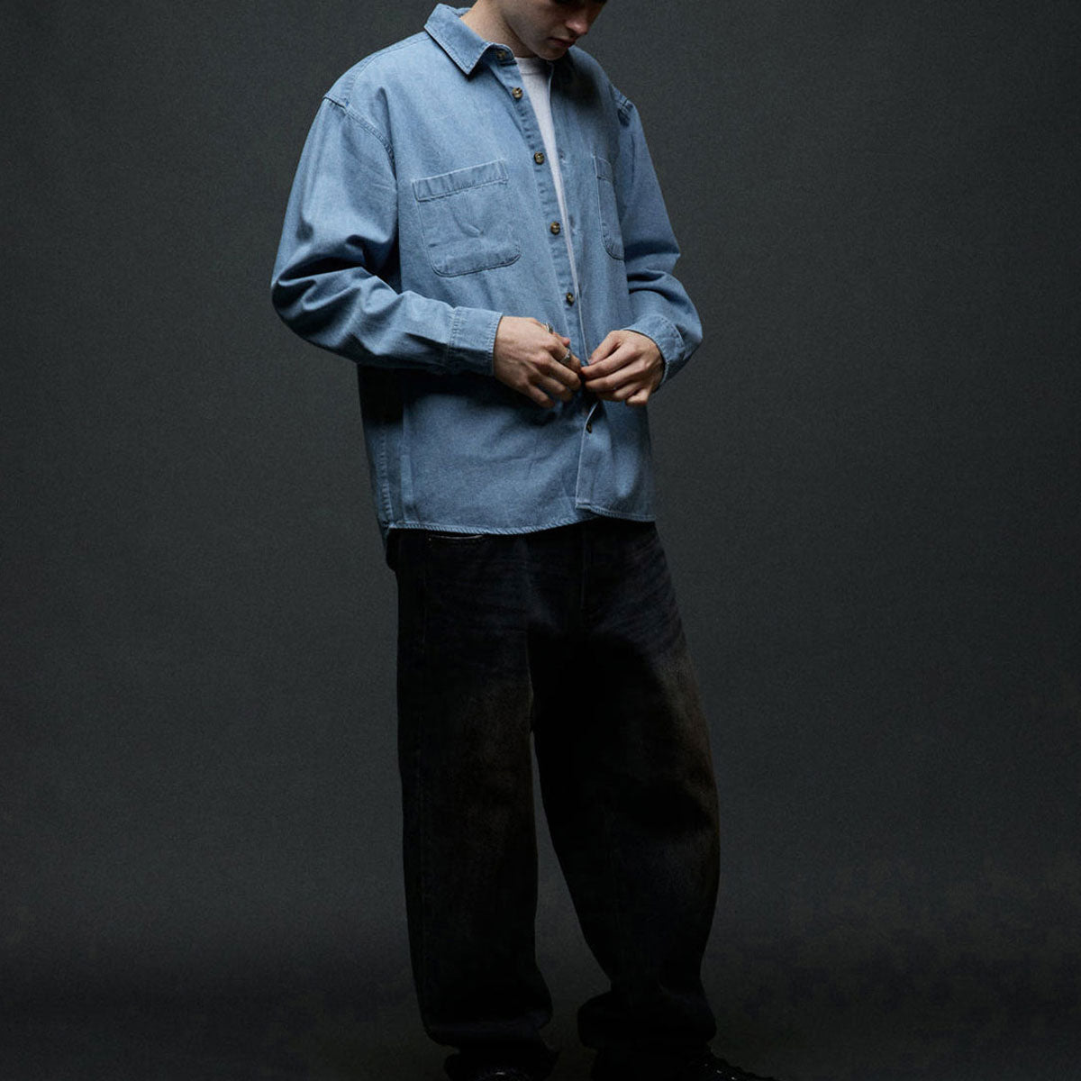 Obey Charlie Denim Long Sleeve Woven Shirt - Light Indigo image 5