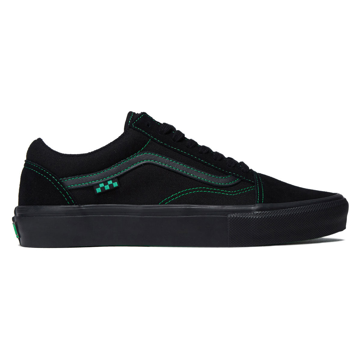 Vans Skate Old Skool Shoes - Black/Black/Green image 1