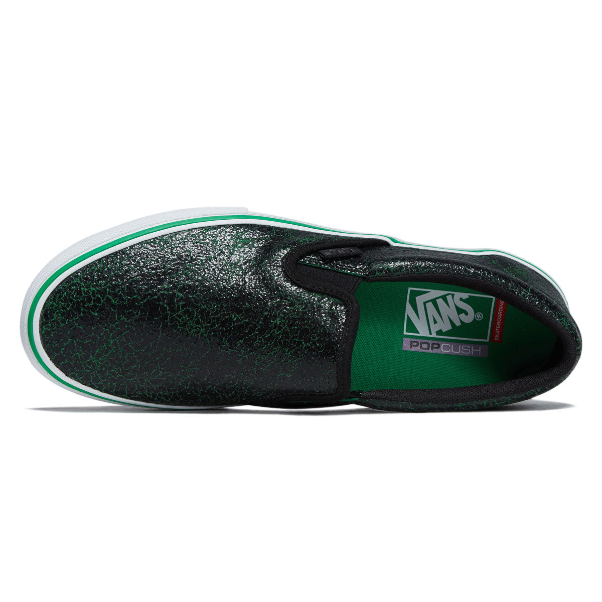 Vans Skate Slip-On Shoes - Cracked Leather Black/Green image 3
