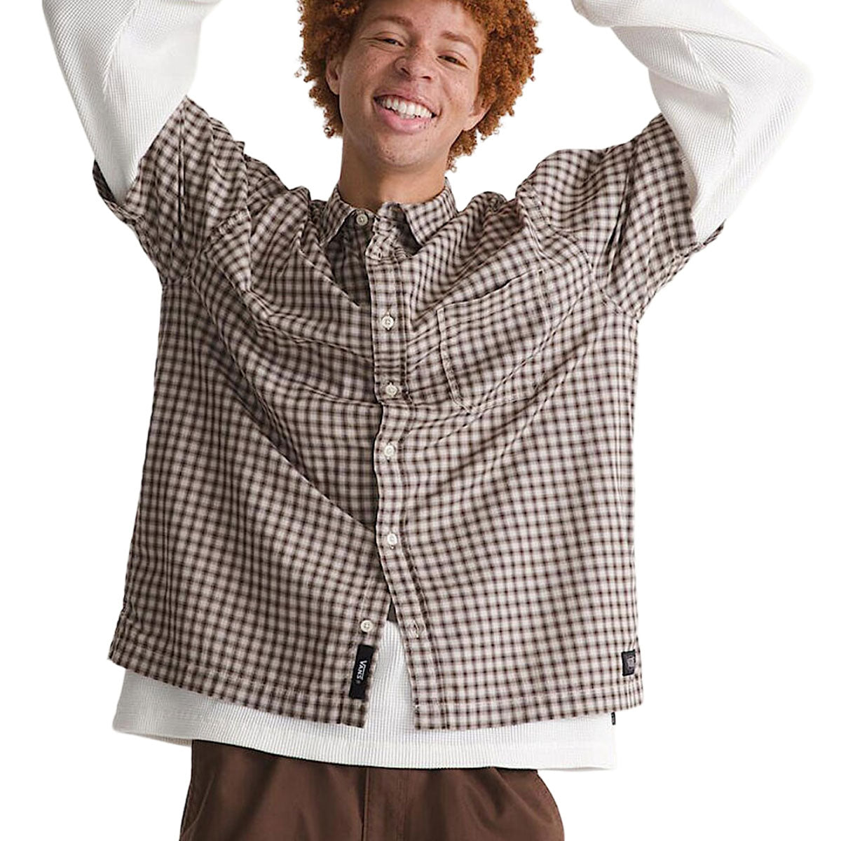 Vans Larkspur Mini Plaid Shirt - Oatmeal/Demitasse image 2