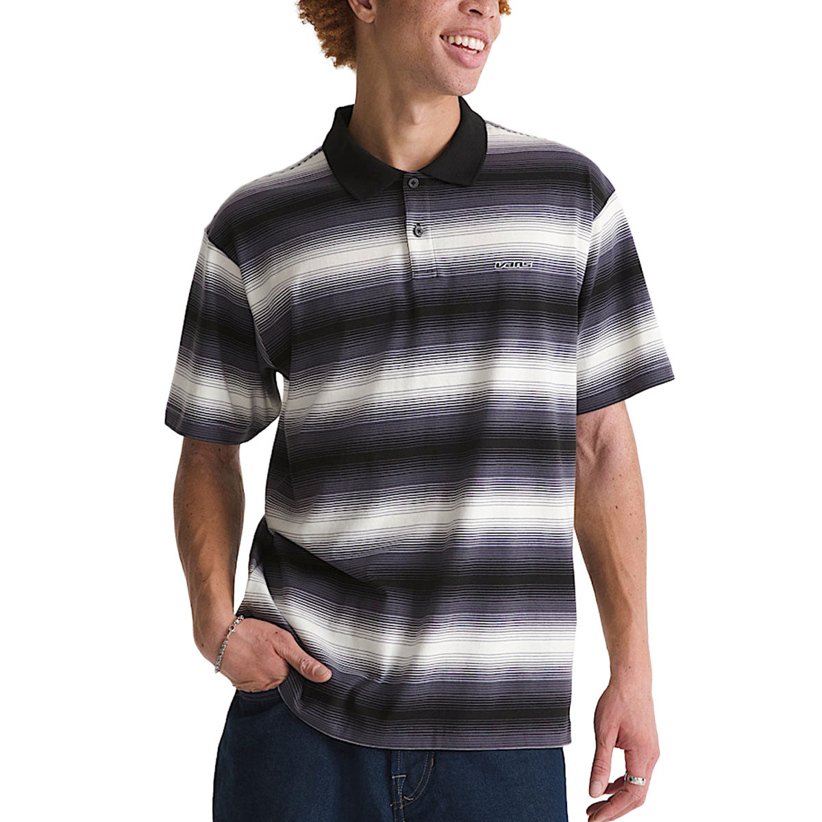 Vans Molino Shadow Stripe Polo Shirt - Steel Shadow image 1