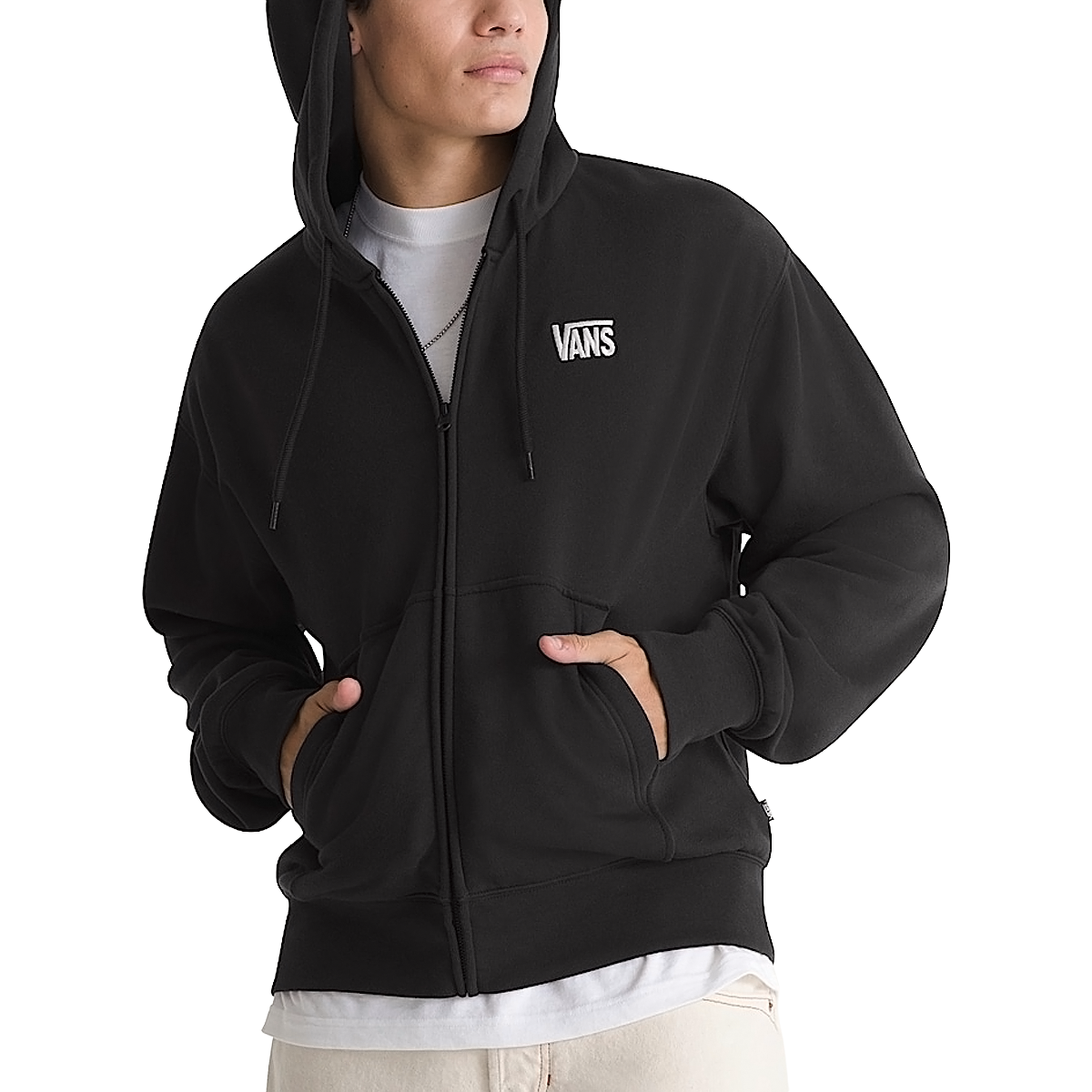 Vans Stretch Logo Full Zip Hoodie - Black/White image 1