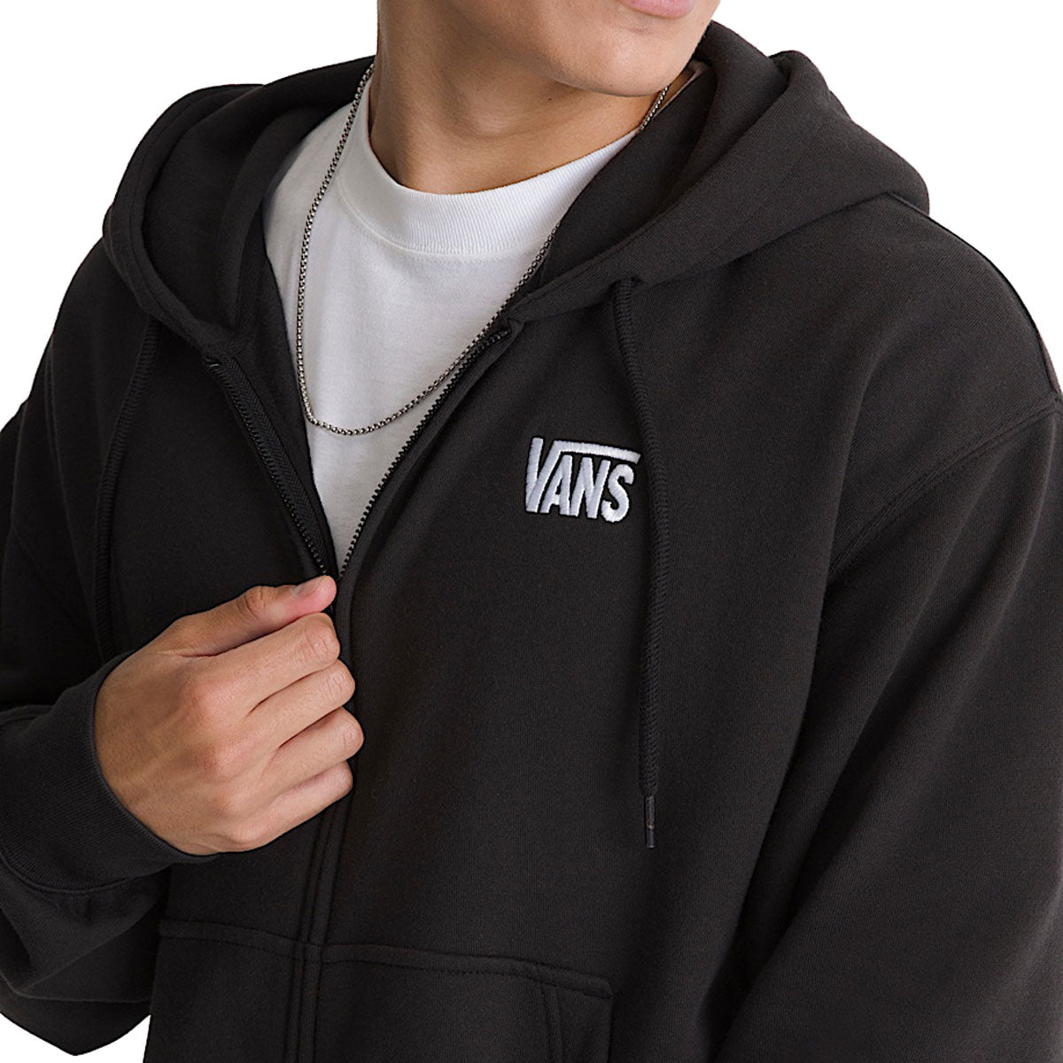 Vans Stretch Logo Full Zip Hoodie - Black/White image 3