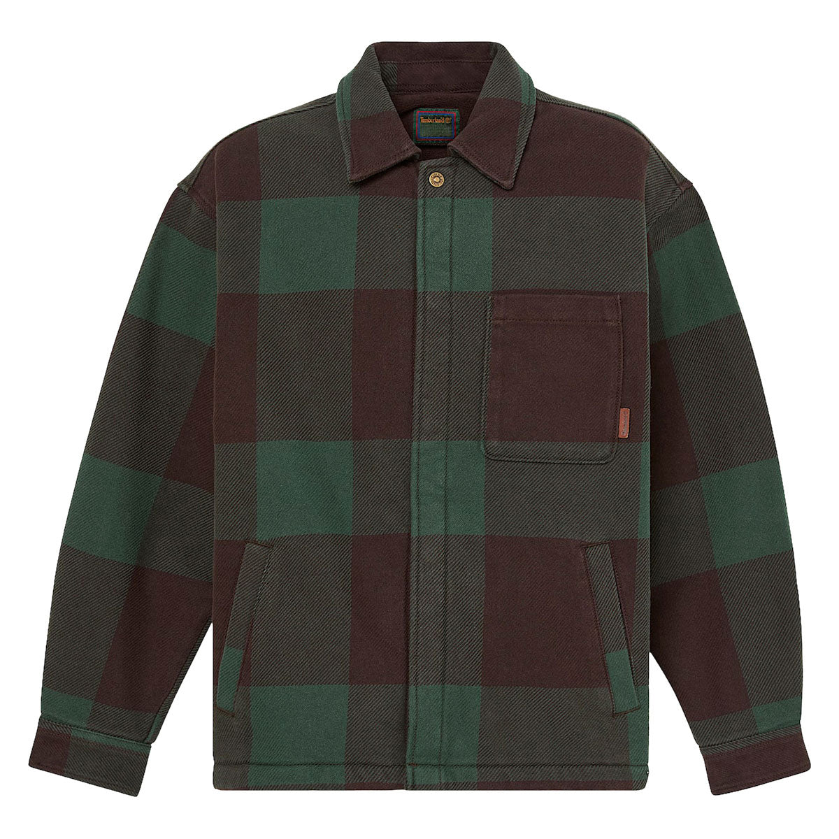 Timberland Fleece Lined Checkered Long Sleeve Over Shirt - Mole YD image 1