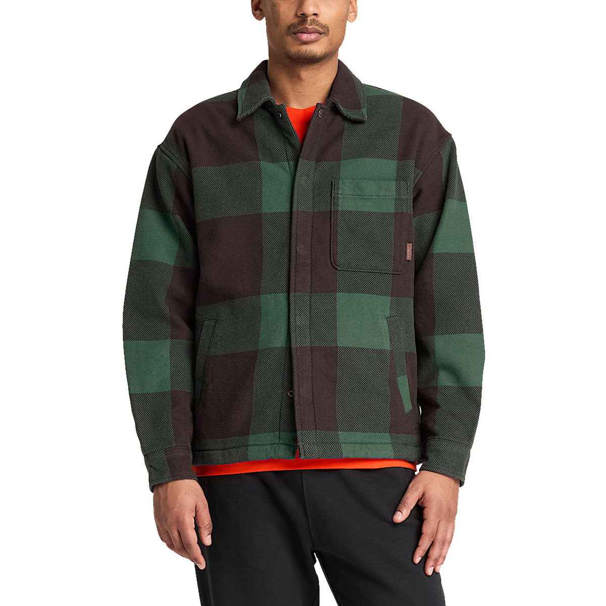 Timberland Fleece Lined Checkered Long Sleeve Over Shirt - Mole YD image 2