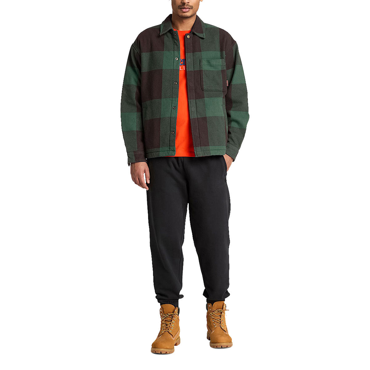 Timberland Fleece Lined Checkered Long Sleeve Over Shirt - Mole YD image 5