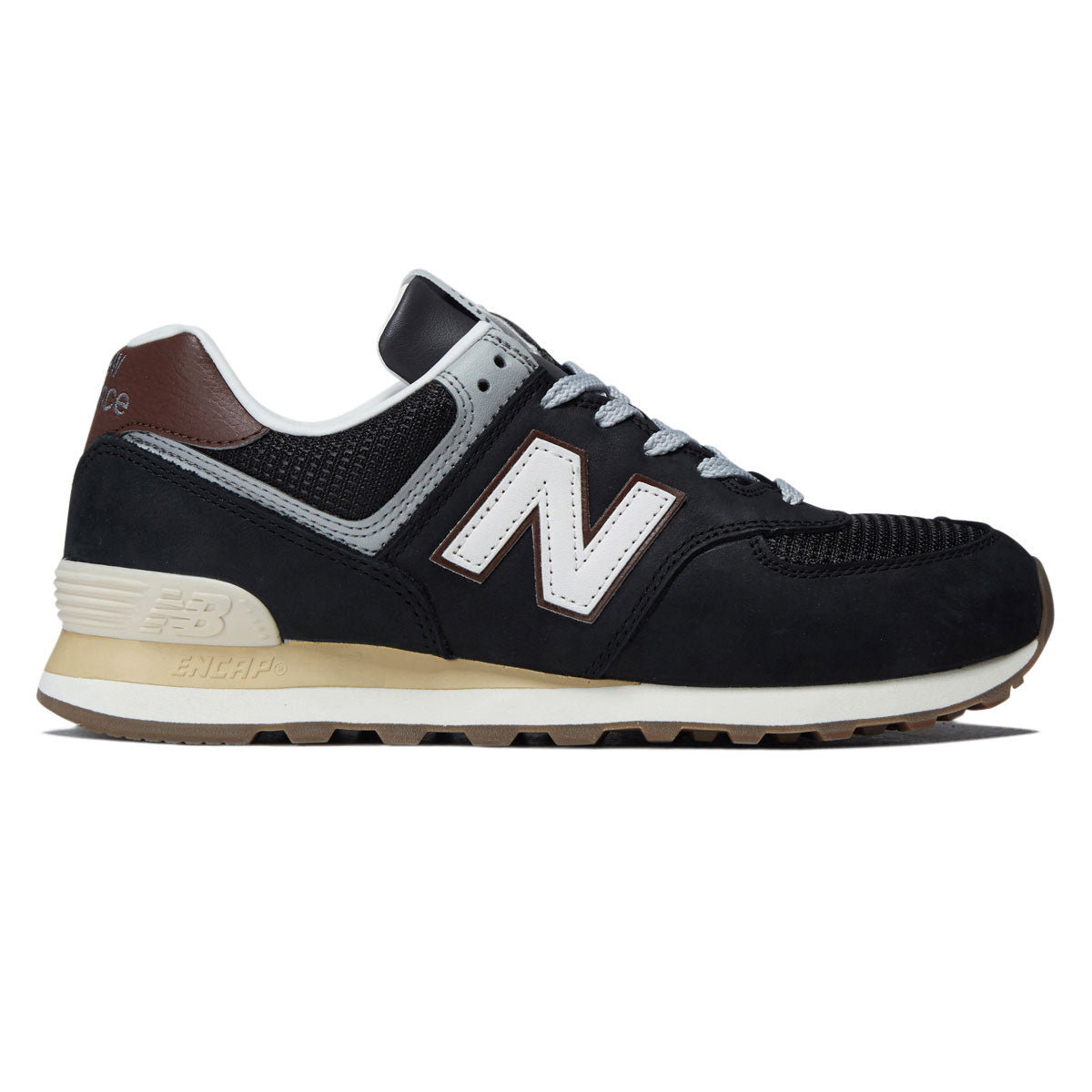 New Balance 574 Shoes - Brown/Dark Silver Metallic image 1