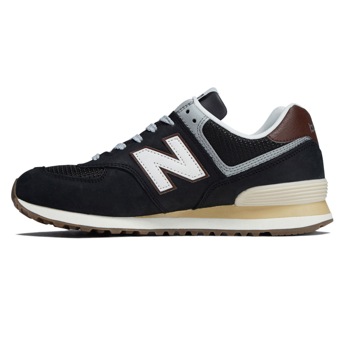 New Balance 574 Shoes - Brown/Dark Silver Metallic image 2