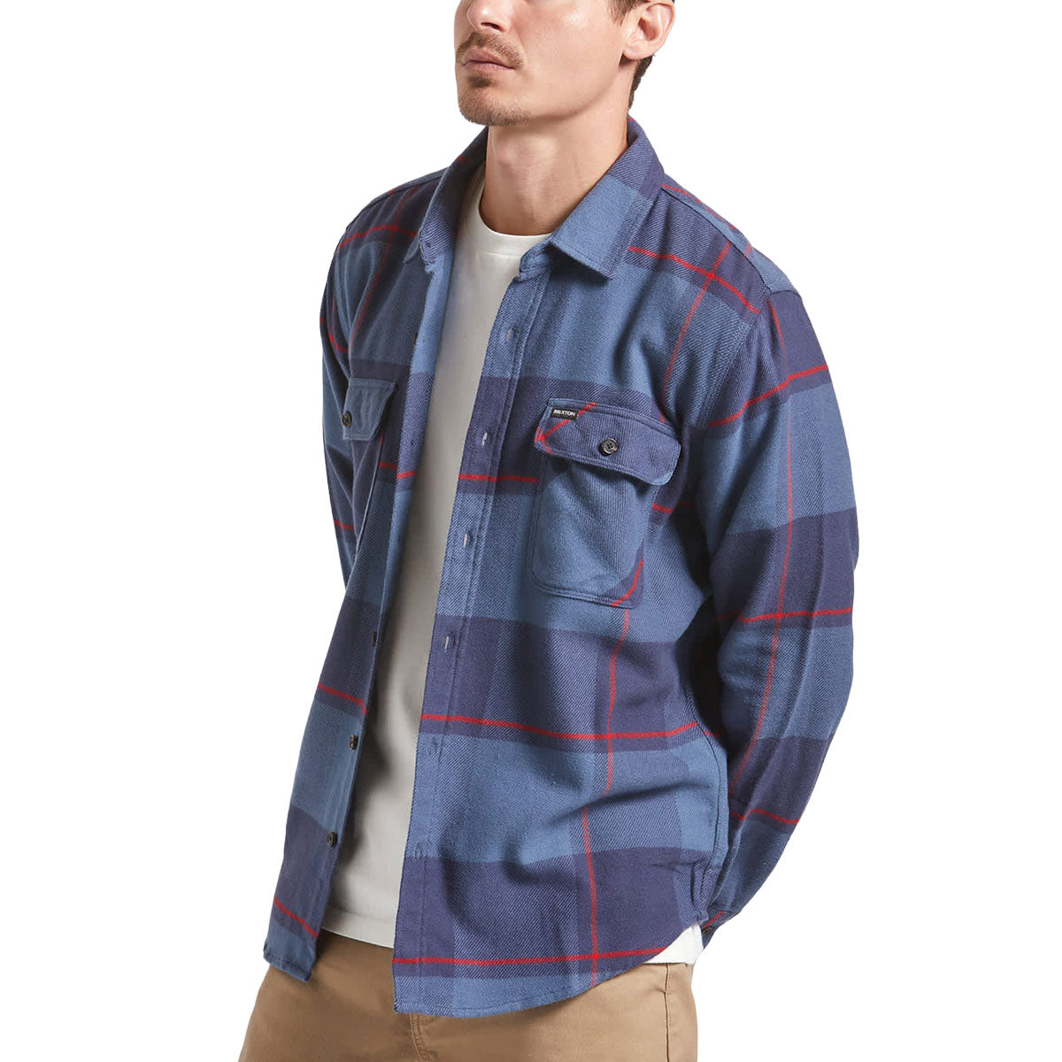 Brixton Bowery Long Sleeve Shirt - Bering Sea/Mood Indigo/Adrenaline Rush image 3