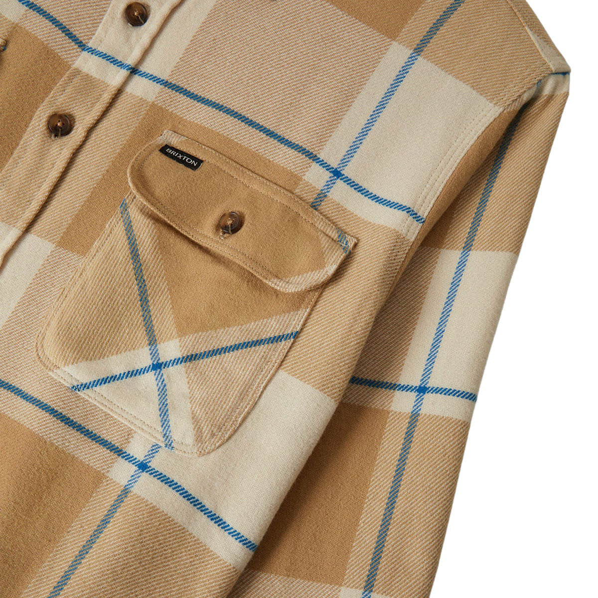 Brixton Bowery Long Sleeve Shirt - Whitecap/Sand/Cyber Blue image 5