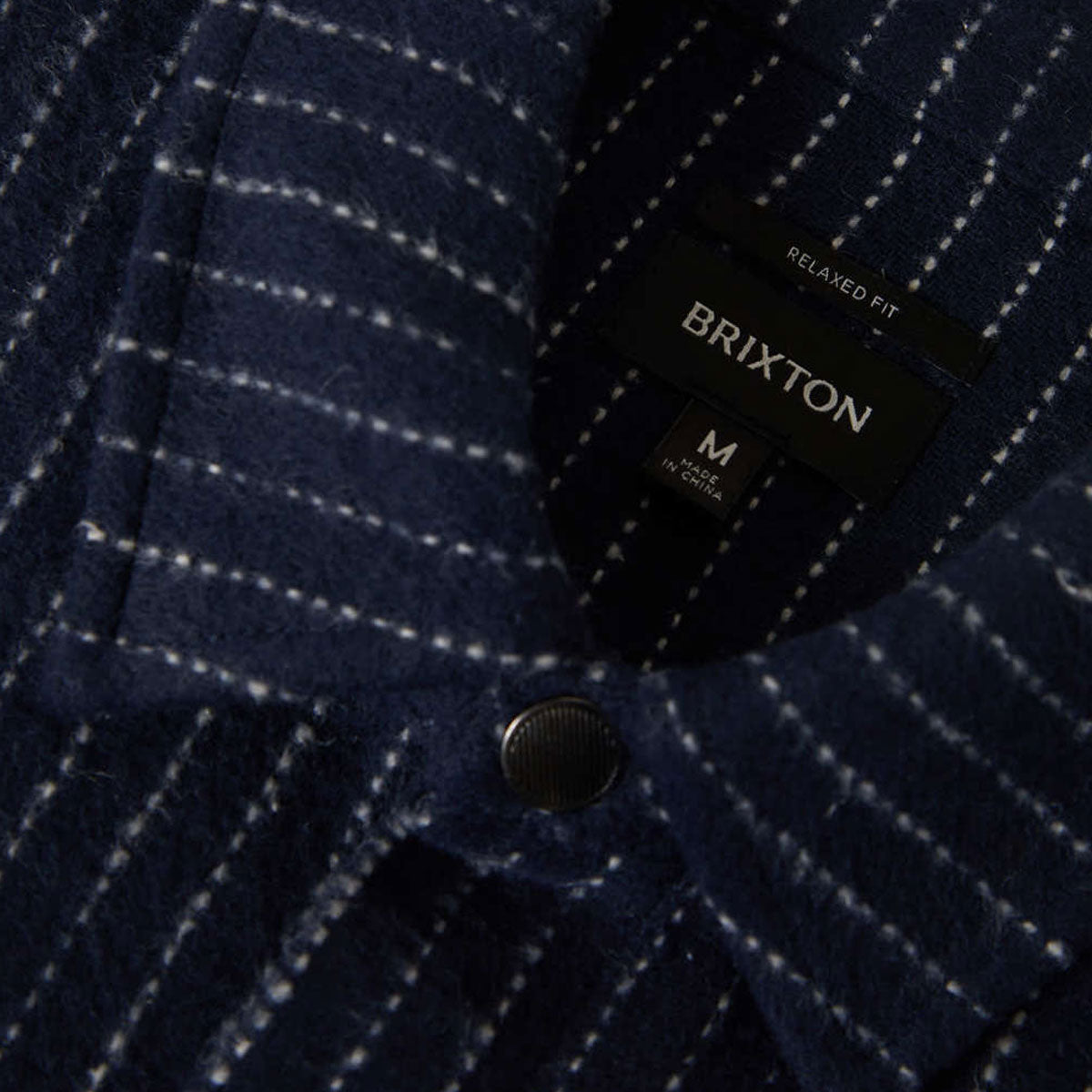 Brixton Selden Soft Brushed Flannel Shirt - Mood Indigo Pinestripe image 4