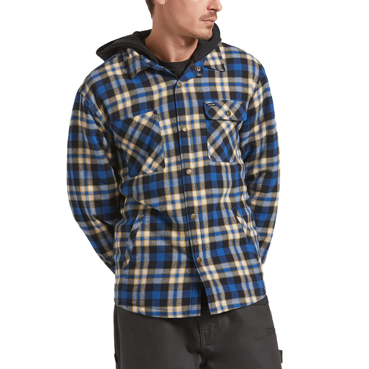 Brixton Bowery Quilted Hooded Jacket - Navy/Cream image 1