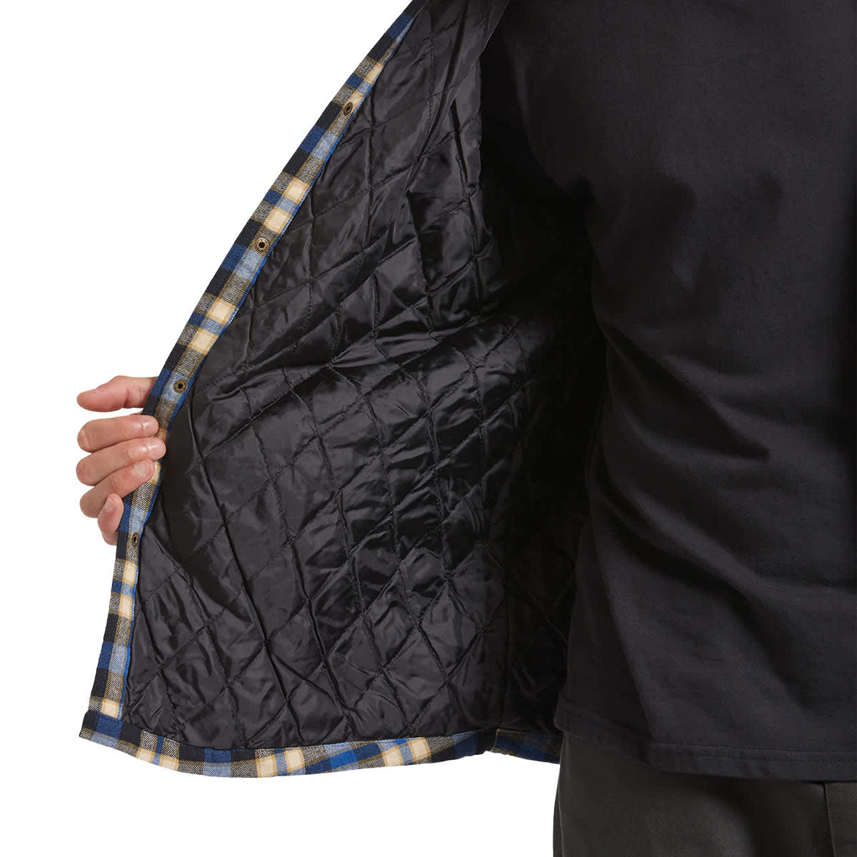 Brixton Bowery Quilted Hooded Jacket - Navy/Cream image 3