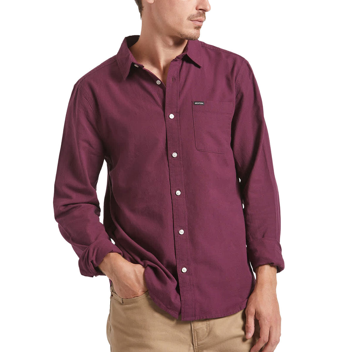 Brixton Charter Long Sleeve Shirt - Port image 1
