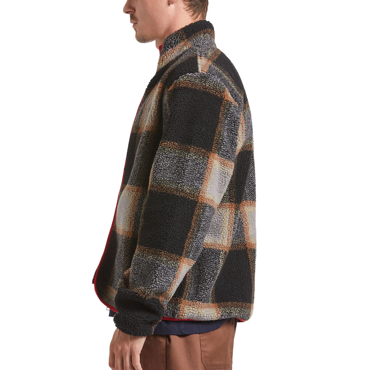 Brixton Buffalo Plaid Sherpa Jacket - Black/Cream image 3