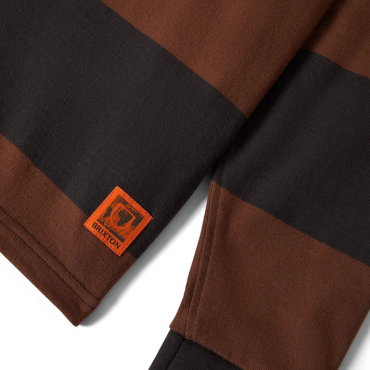 Brixton Union Heavyweight Rugby Polo Shirt - Washed Black/Pinecown Brown image 5