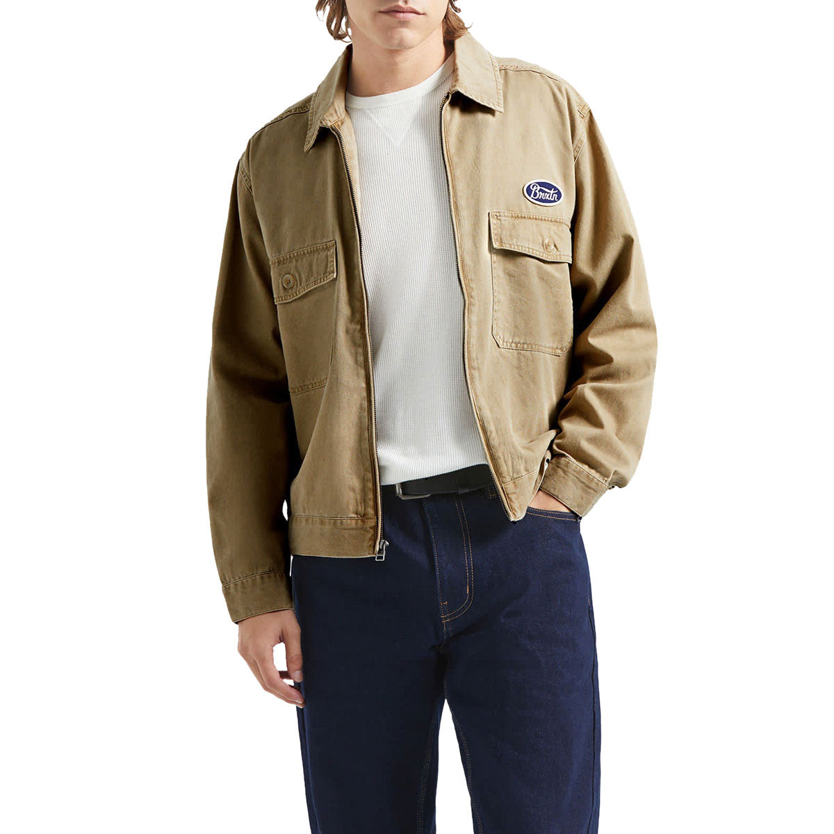Brixton Trademark Lightweight Garage Jacket - Washed Khaki image 1
