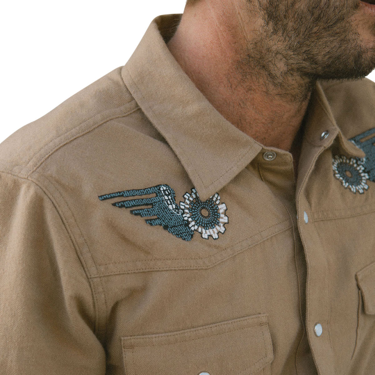 Brixton Waylon Lightweight Long Sleeve Over Shirt - Khaki image 5
