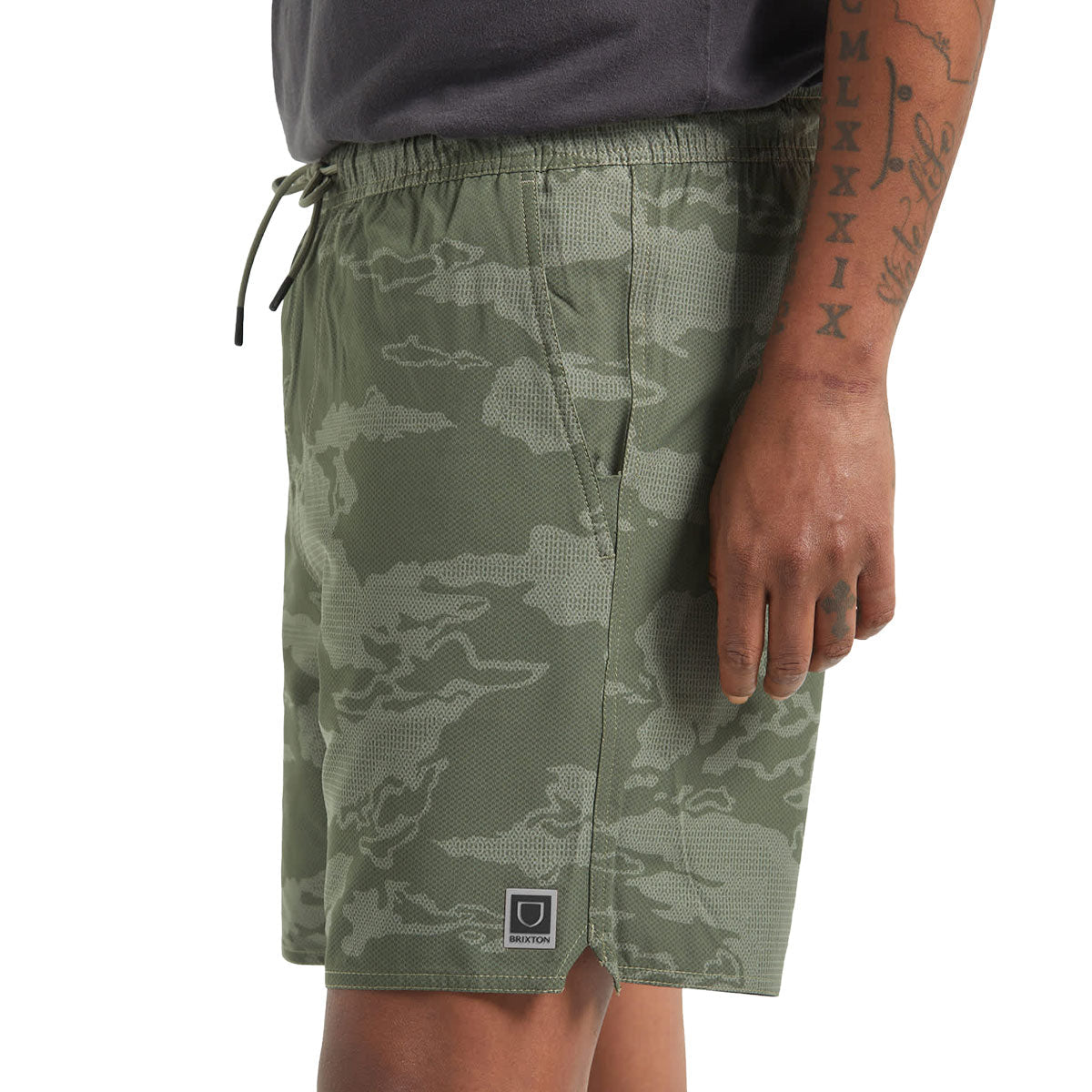Brixton Journey Active Shorts - Olive Tiger Camo image 4