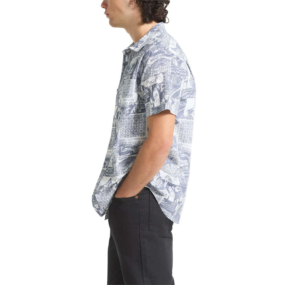 Brixton Charter Print Shirt - Navy/White Collage image 5