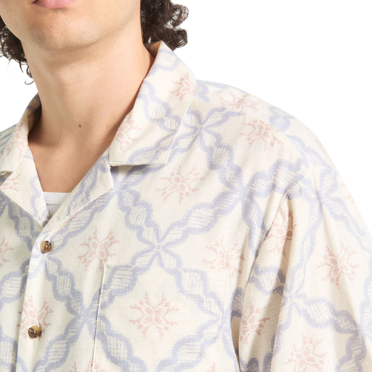 Brixton Bunker Slub Shirt - Off White/Blue Tile image 3