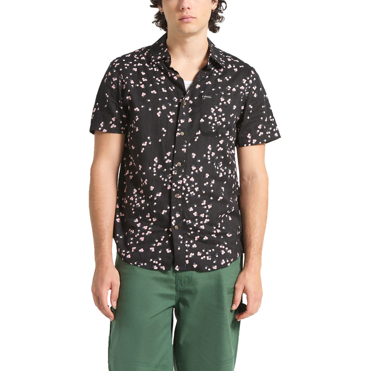 Brixton Charter Slub Shirt - Black/Pink image 1