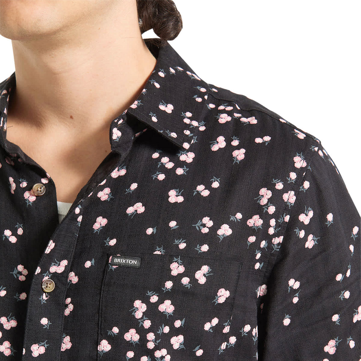 Brixton Charter Slub Shirt - Black/Pink image 3