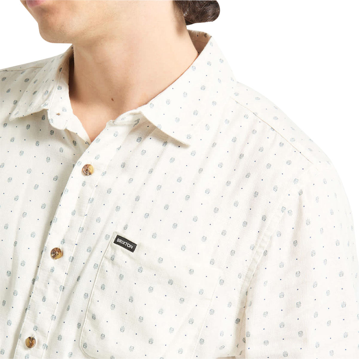 Brixton Charter Slub Shirt - Off White Micro Geo image 3