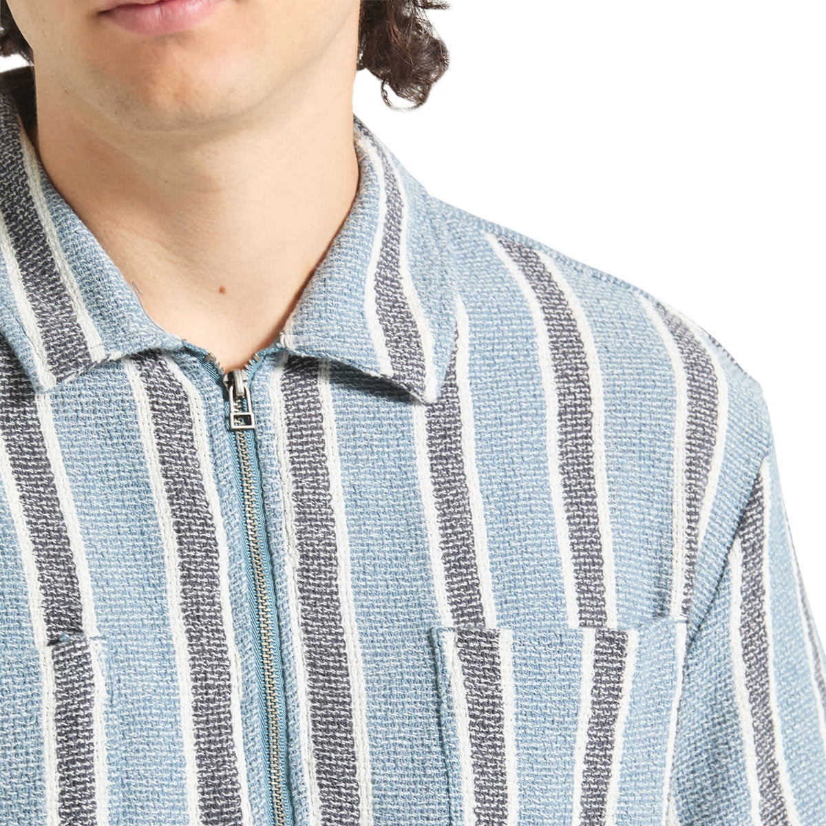 Brixton The Dexter Textured Stripe Shirt - Black/Dusty Blue image 2