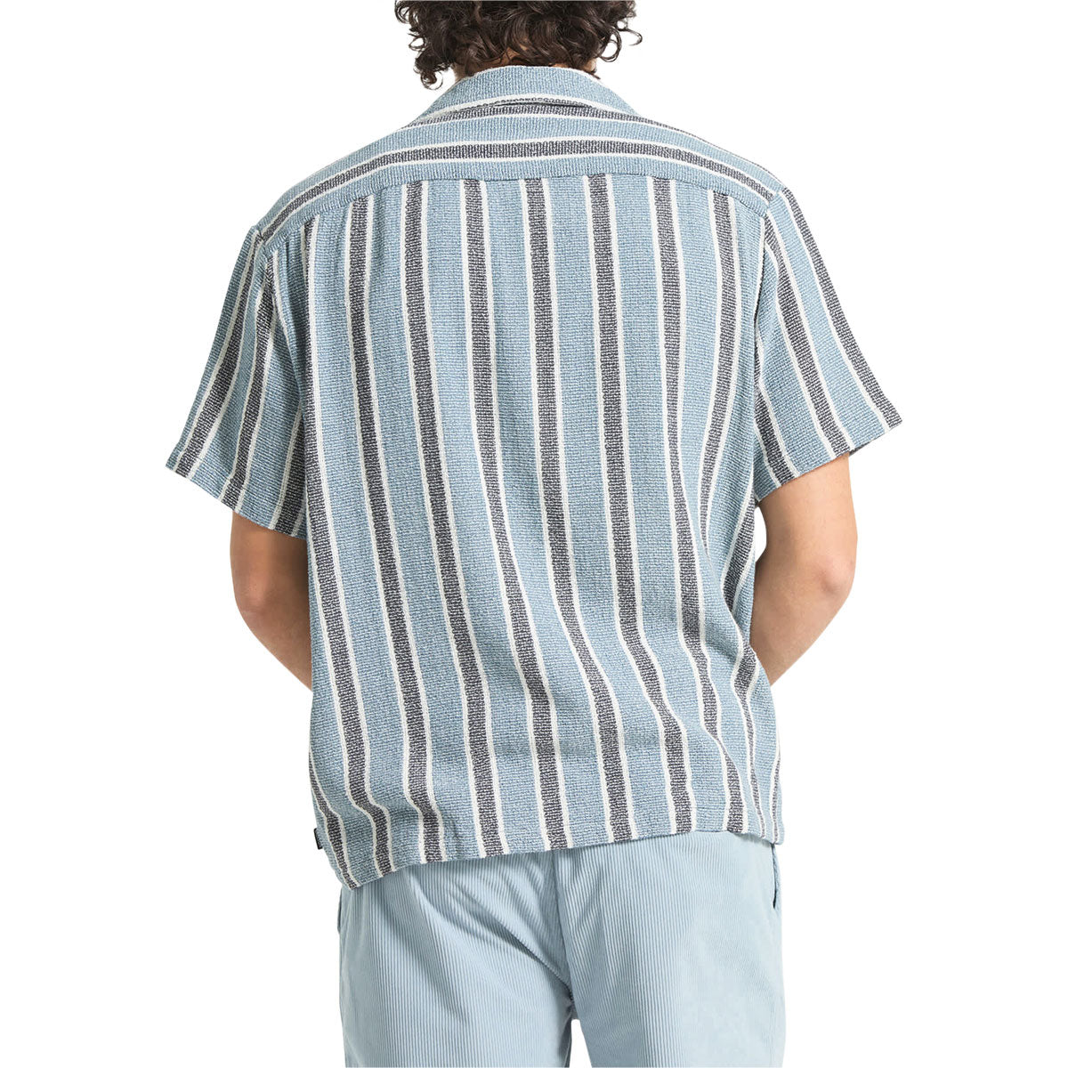 Brixton The Dexter Textured Stripe Shirt - Black/Dusty Blue image 3