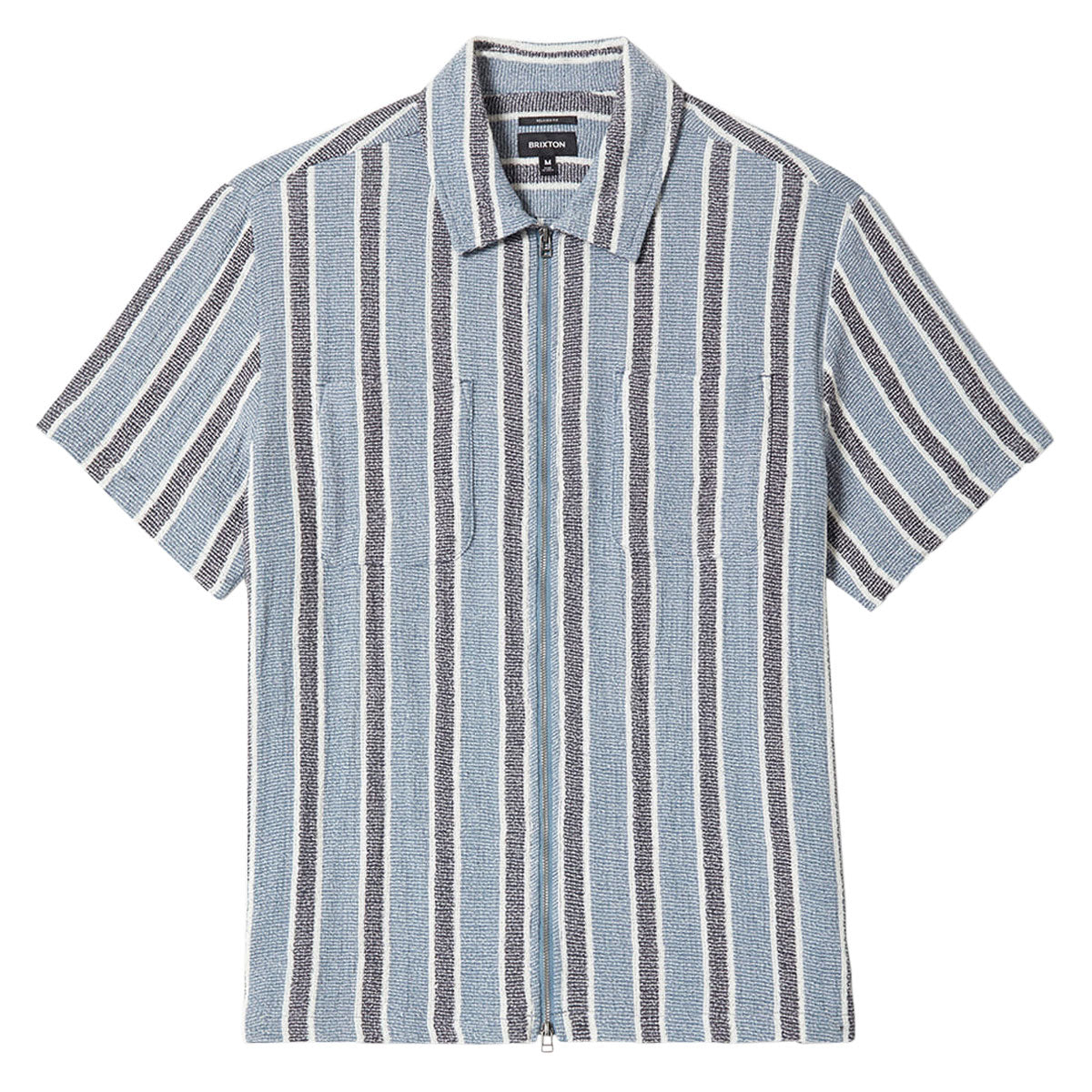 Brixton The Dexter Textured Stripe Shirt - Black/Dusty Blue image 4