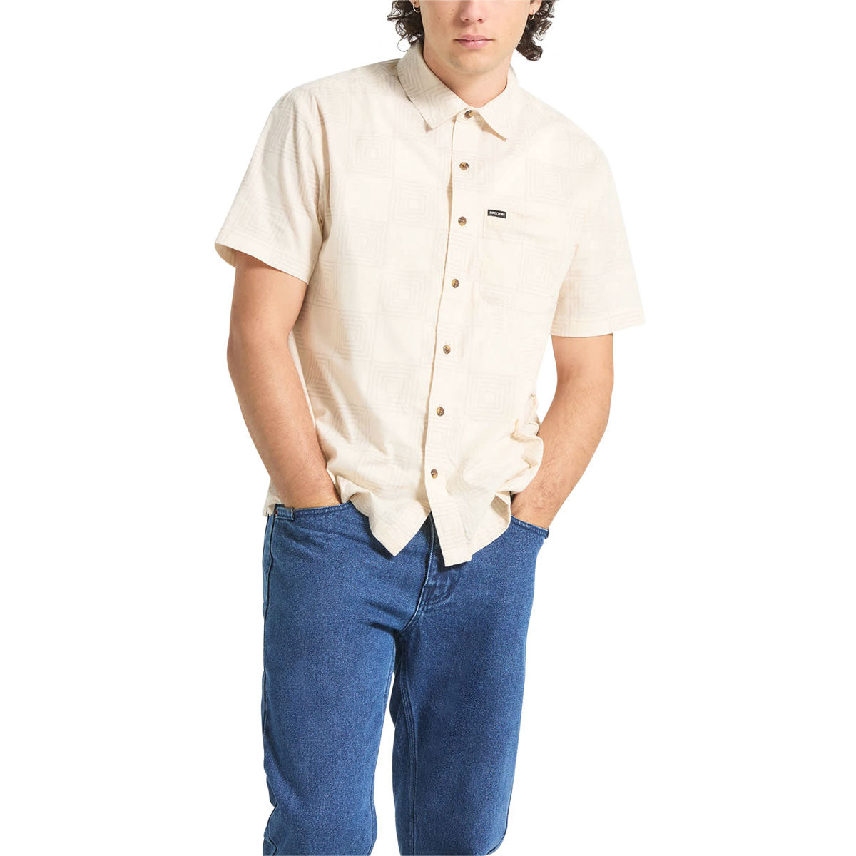 Brixton Cru Print Shirt - Whitecap/Geo Checker image 2