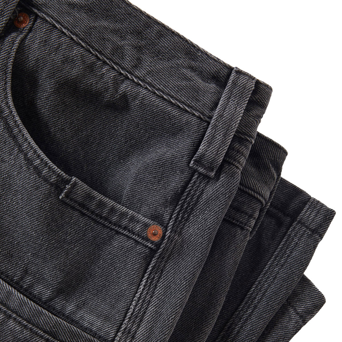 Brixton Builders Carpenter Baggy Shorts - Washed Black Denim image 3