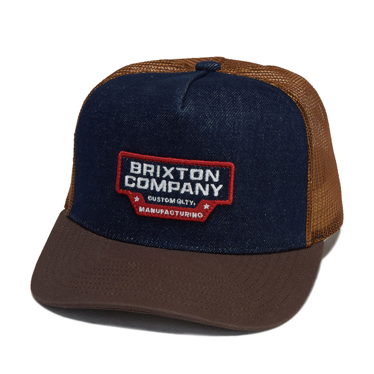Brixton Reeves Trucker Hat - Washed Denim/Caramel image 1