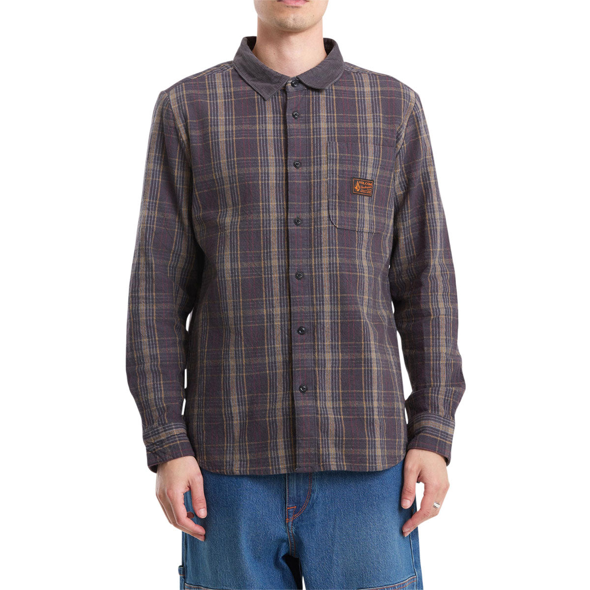 Volcom Stonevise Plaid Long Sleeve Shirt - Asphalt Black image 1