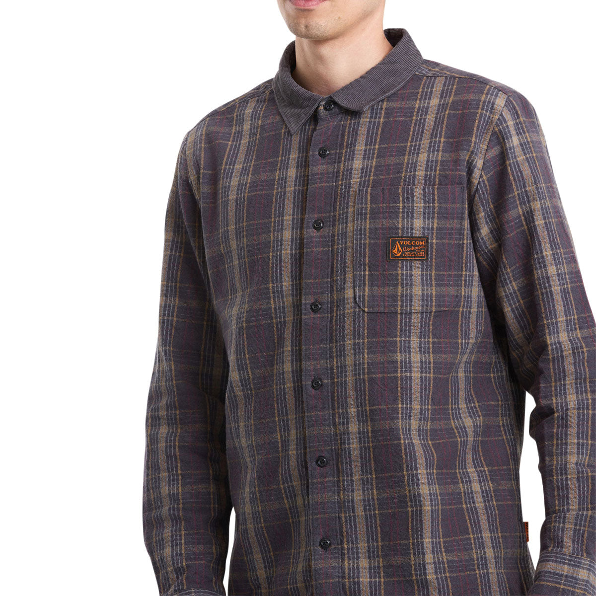 Volcom Stonevise Plaid Long Sleeve Shirt - Asphalt Black image 3