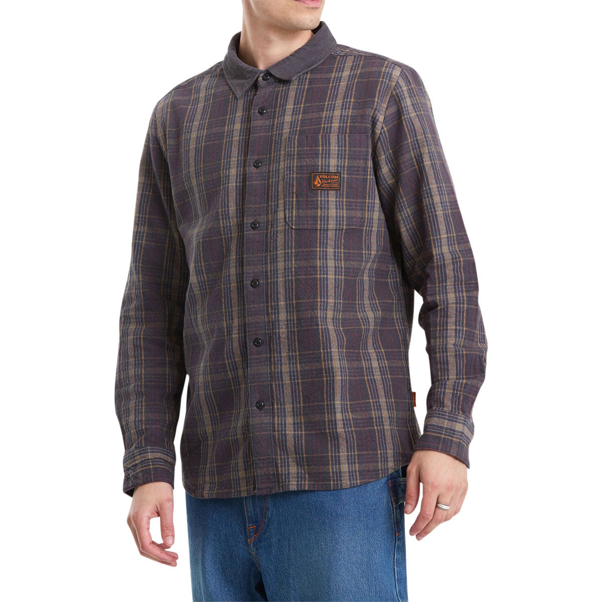 Volcom Stonevise Plaid Long Sleeve Shirt - Asphalt Black image 4