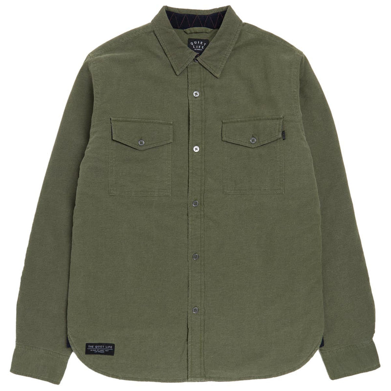 The Quiet Life Insulator Quilted Flannel Shirt Jacket - Olive