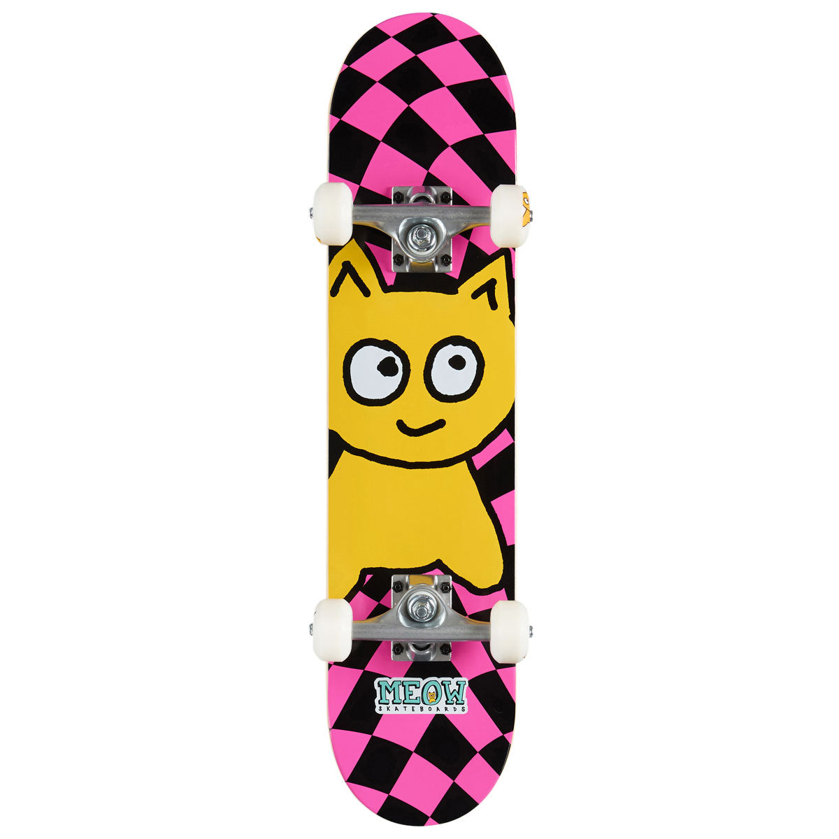 Meow Big Cat Soft Top Pre-Built Skateboard Complete - Checker Twist Pink - 6.50