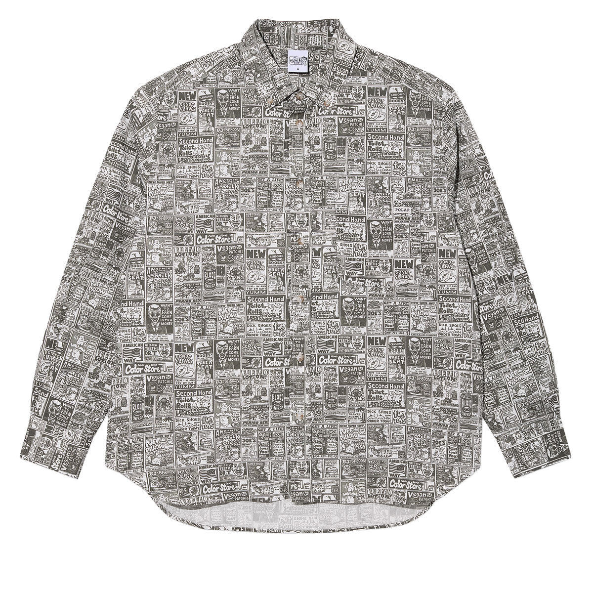 Polar Newspaper Ben Long Sleeve Shirt - Light Grey image 1