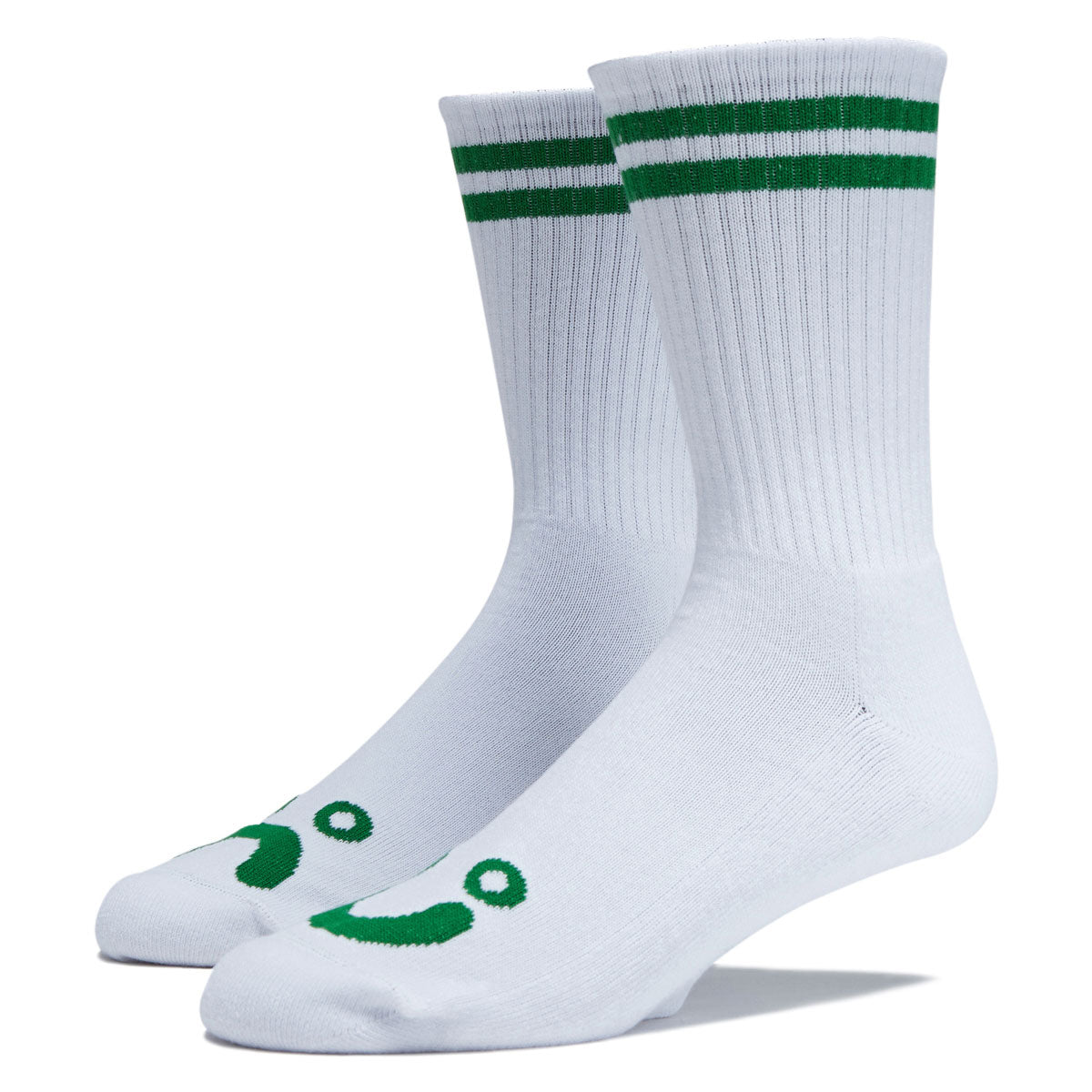 Polar Happy Sad Rib Socks - White/Green image 1