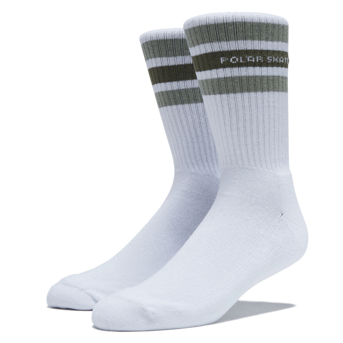 Polar Fat Stripe Rib Socks - White/Sage image 1