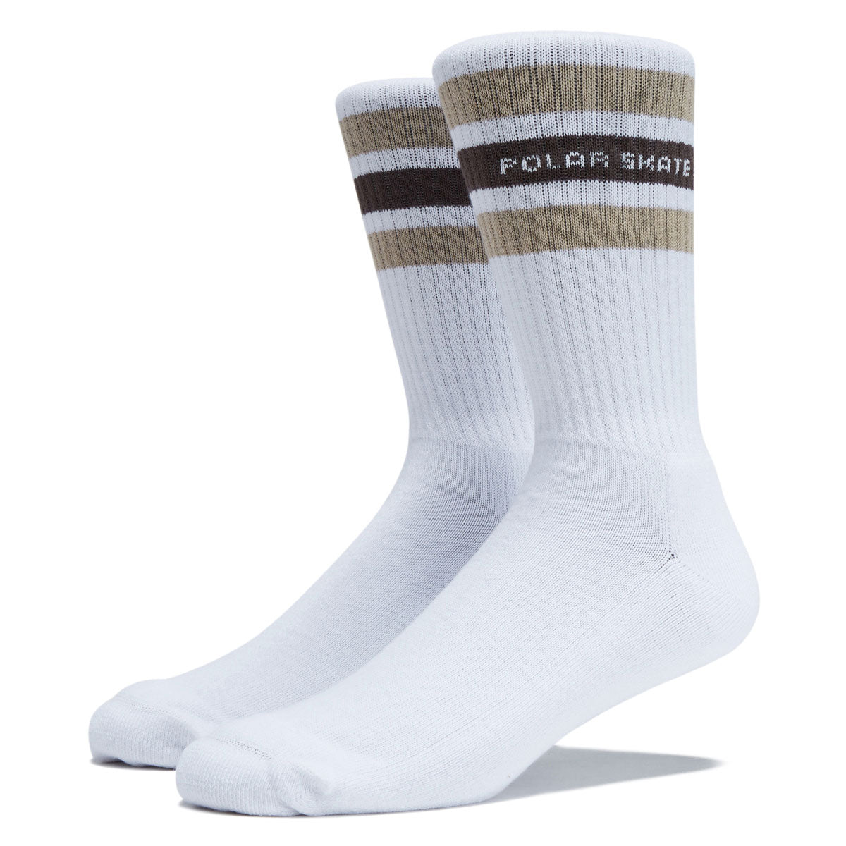 Polar Fat Stripe Rib Socks - White/Beige image 1