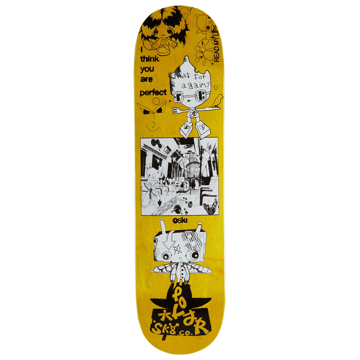 Polar Oski I Think You Perfect Skateboard Deck - Yellow - 8.00