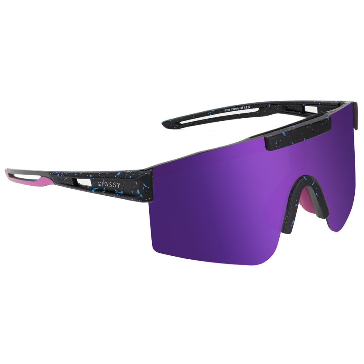 Glassy Salt Plus Polarized Sunglasses - Black/Purple Mirror