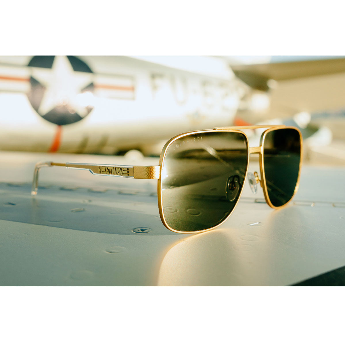 Heat Wave Visual Nimitz Sunglasses - Gold/Black Lens image 4