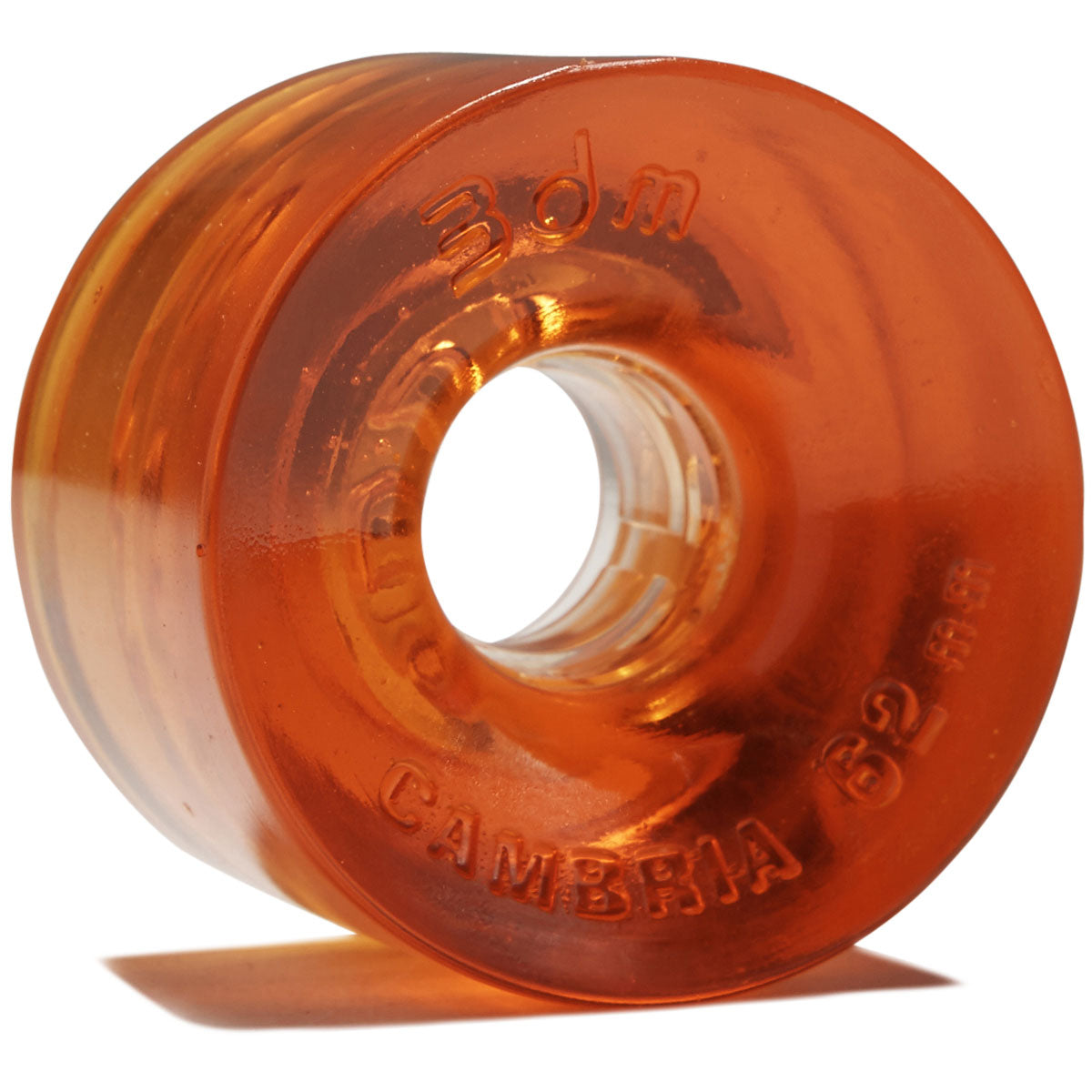 3DM Cambria 80a Longboard Wheels - Clear Orange - 62mm image 1